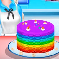 Elsa Cooking Rainbow Cake