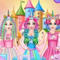 Princesses Rainbow Unicorn Hair Salon